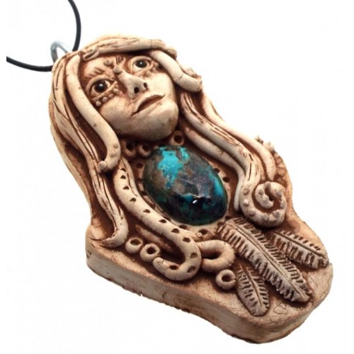 Ceramic Goddess with Chrysocolla Wall Art 20